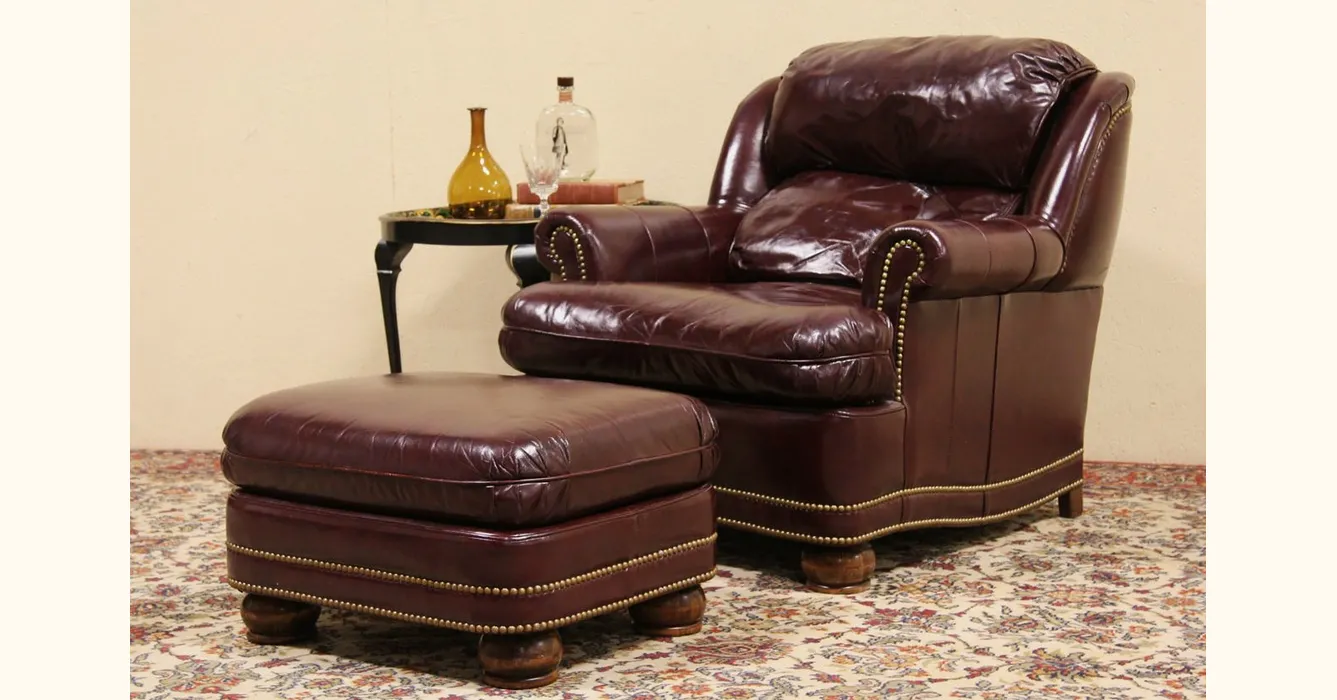 Hancock and moore leather clearance chair and ottoman price