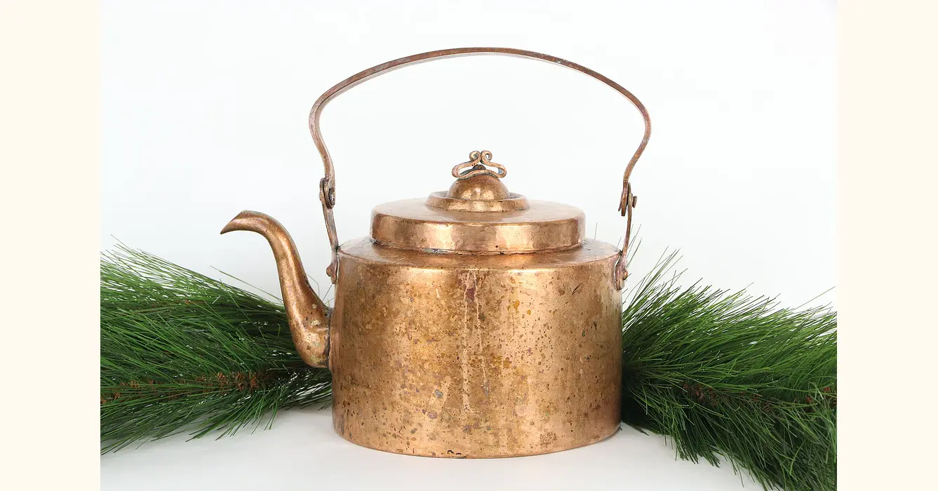 Farmhouse Vintage Copper Tea Kettle or Pot Hawk Bird Whistle #46283