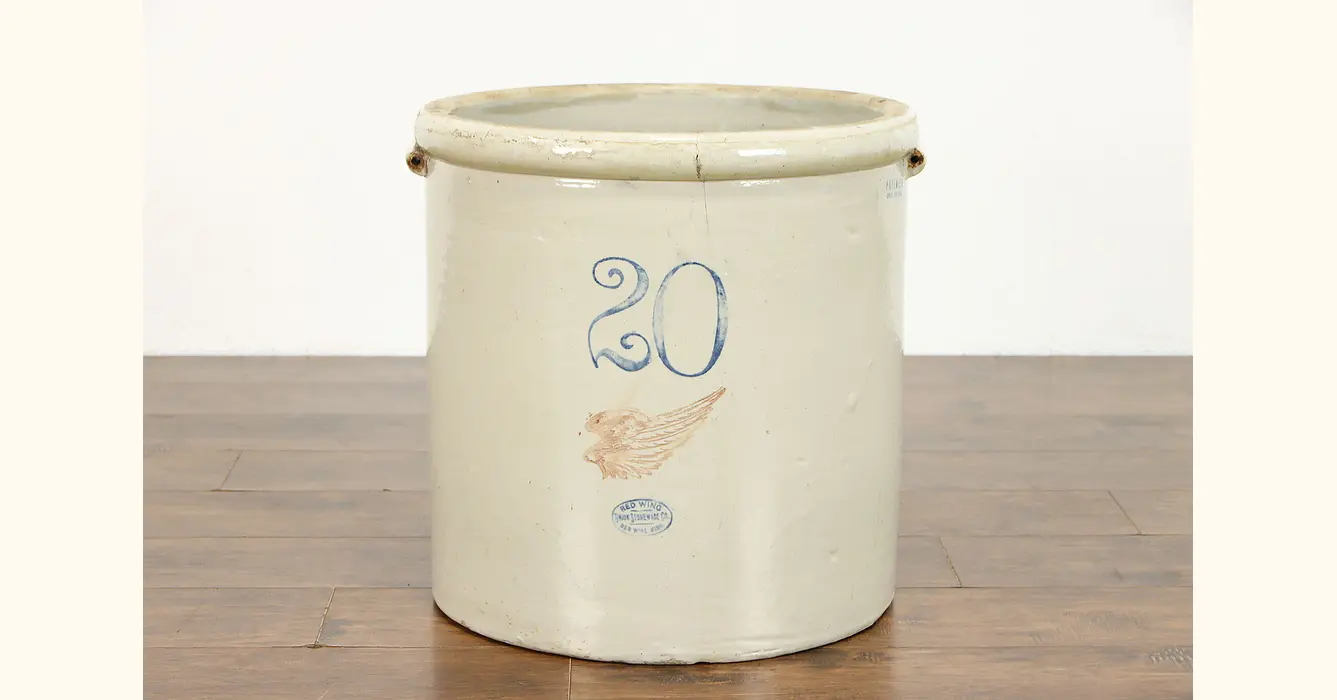 Immunitet maler Sørge over Stoneware 20 Gallon Red Wing Country Farmhouse Antique Crock