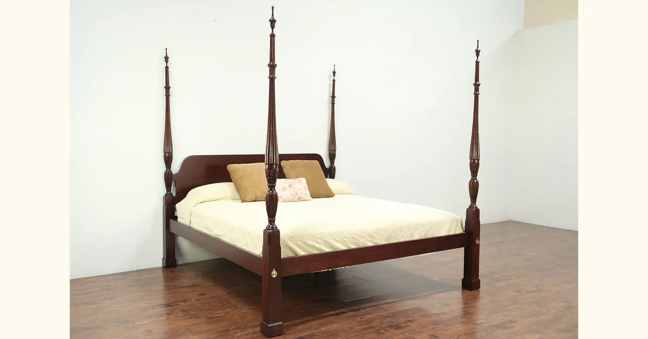 Charleston Rice Plantation King Size Vintage Mahogany Poster Bed