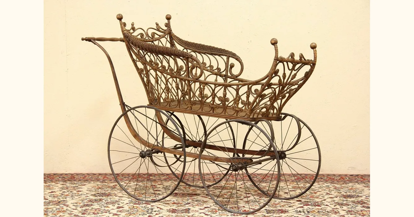 Antique wicker on sale baby carriage restoration