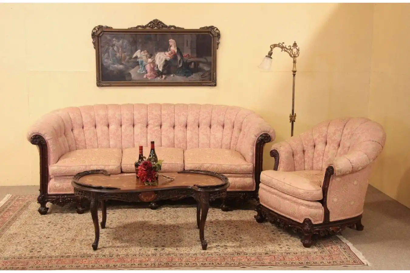 Renaissance Carved 1925 Sofa & Chair Set