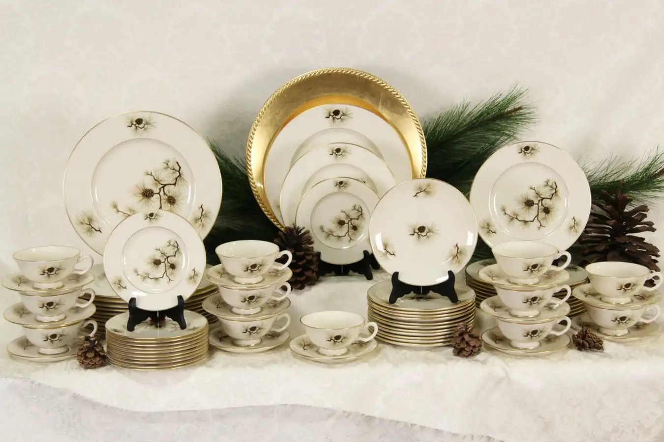 Set of Lenox Pine China 6 Pc.Place Settings for 12