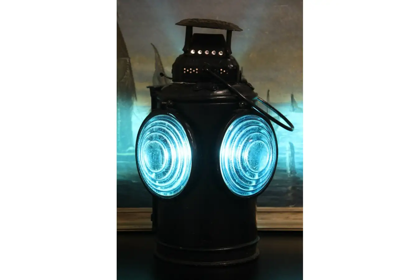 Adlake Railroad Switch Lantern, Green Lenses Electrified