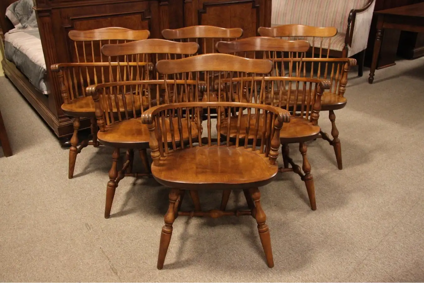 Set of 6 Nichols and Stone Windsor Armchairs