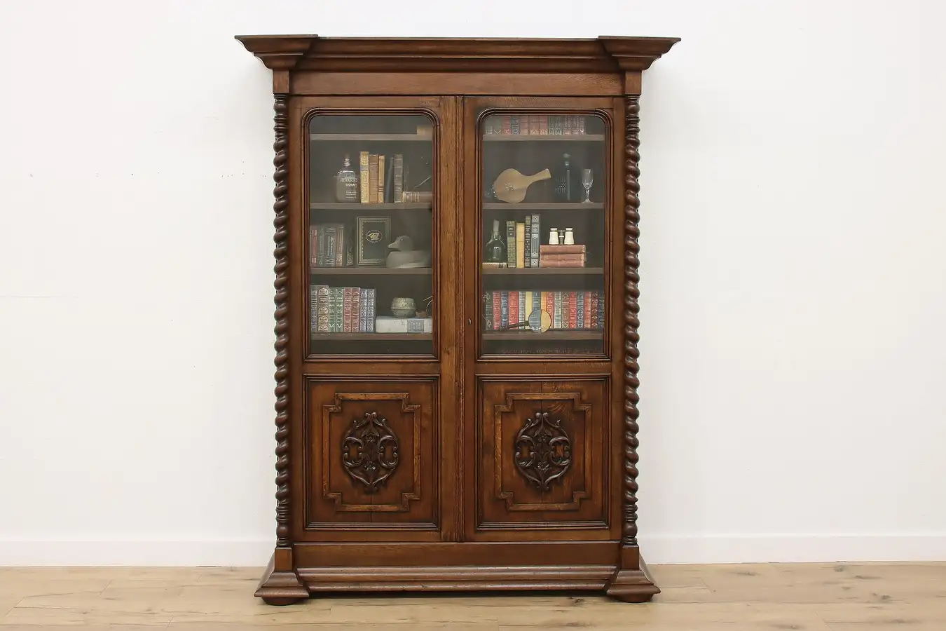 Main image of Renaissance Design Antique Carved Oak Bookcase or Display