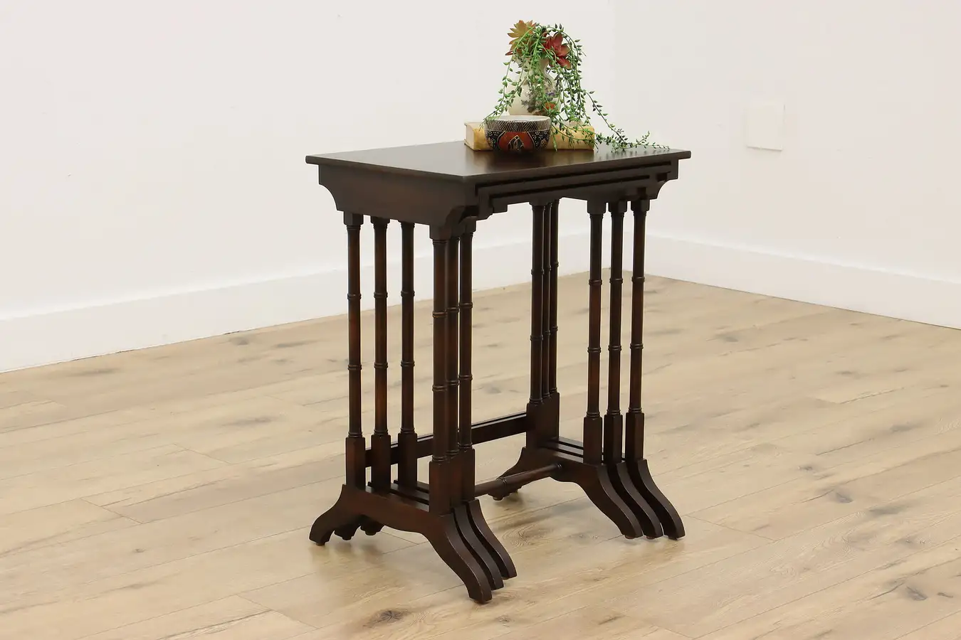 Main image of Set of 3 Sheraton Revival Vintage Mahogany Nesting Tables