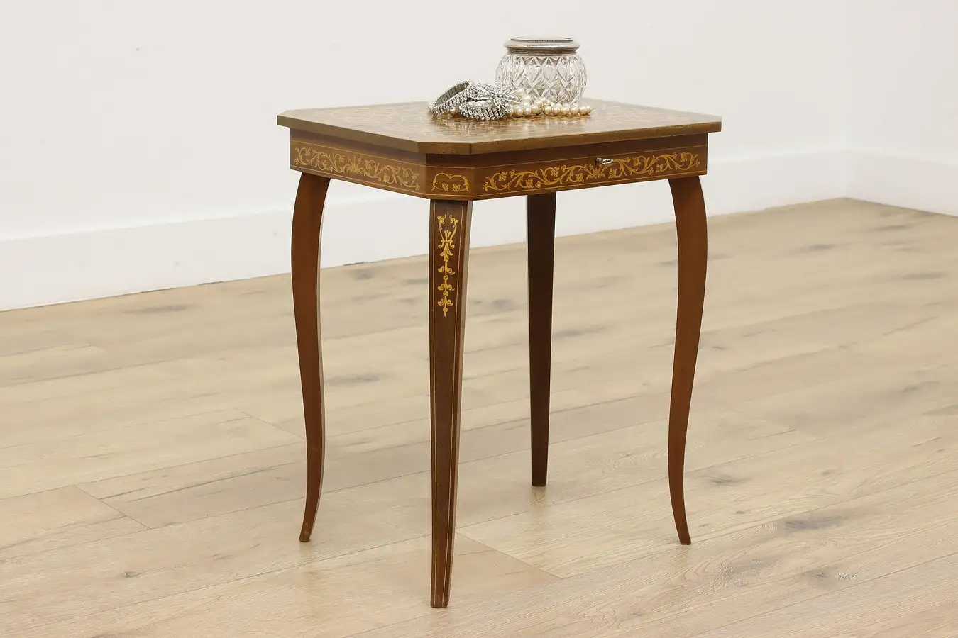Main image of Italian Marquetry Vintage Music Box & Jewelry Chest Table
