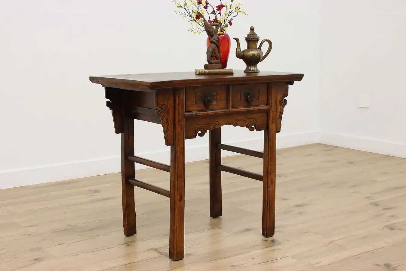 Main image of Chinese Antique Carved Ash & Elm Altar Table Console or Desk