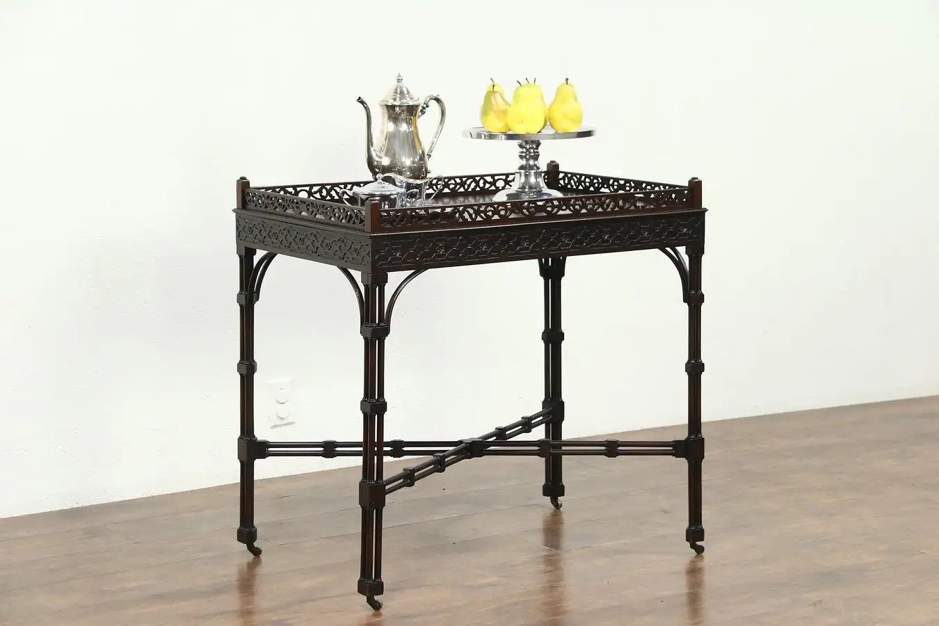 Main image of Georgian Style 1920 Antique Carved Mahogany Tea or Serving Table