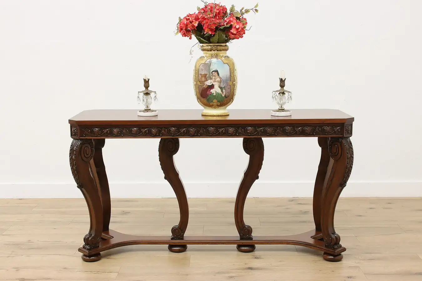 Main image of Renaissance Design Antique Carved Walnut Sofa Console Table