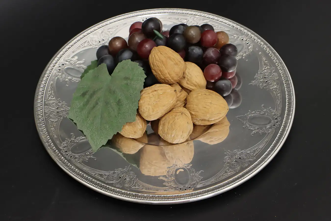 Main image of Victorian Antique Engraved & Pierced Silverplate Tray Signed