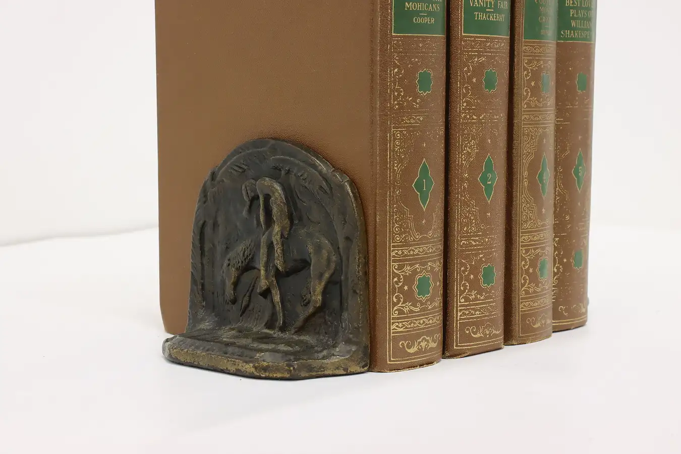 Main image of Pair of Antique Bronzed Iron "End of the Trail" Bookends