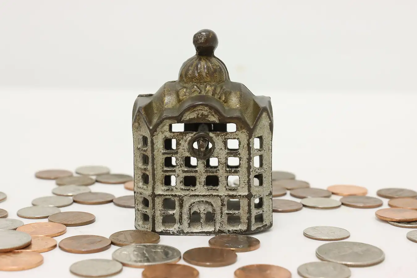 Main image of Farmhouse Antique Cast Iron Bank Coin Bank