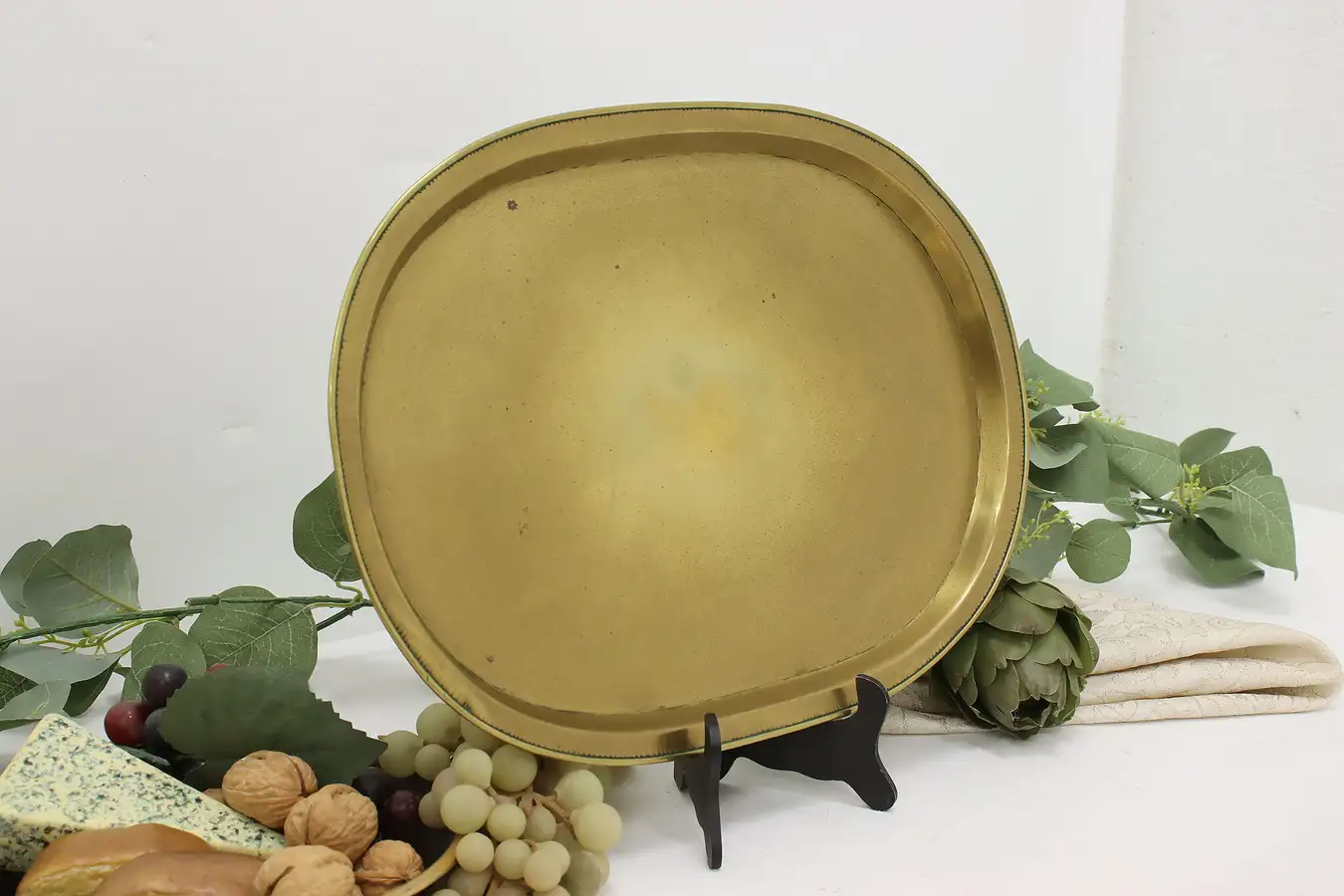 Main image of Middle Eastern Vintage Brass Banquet Platter or Letter Tray