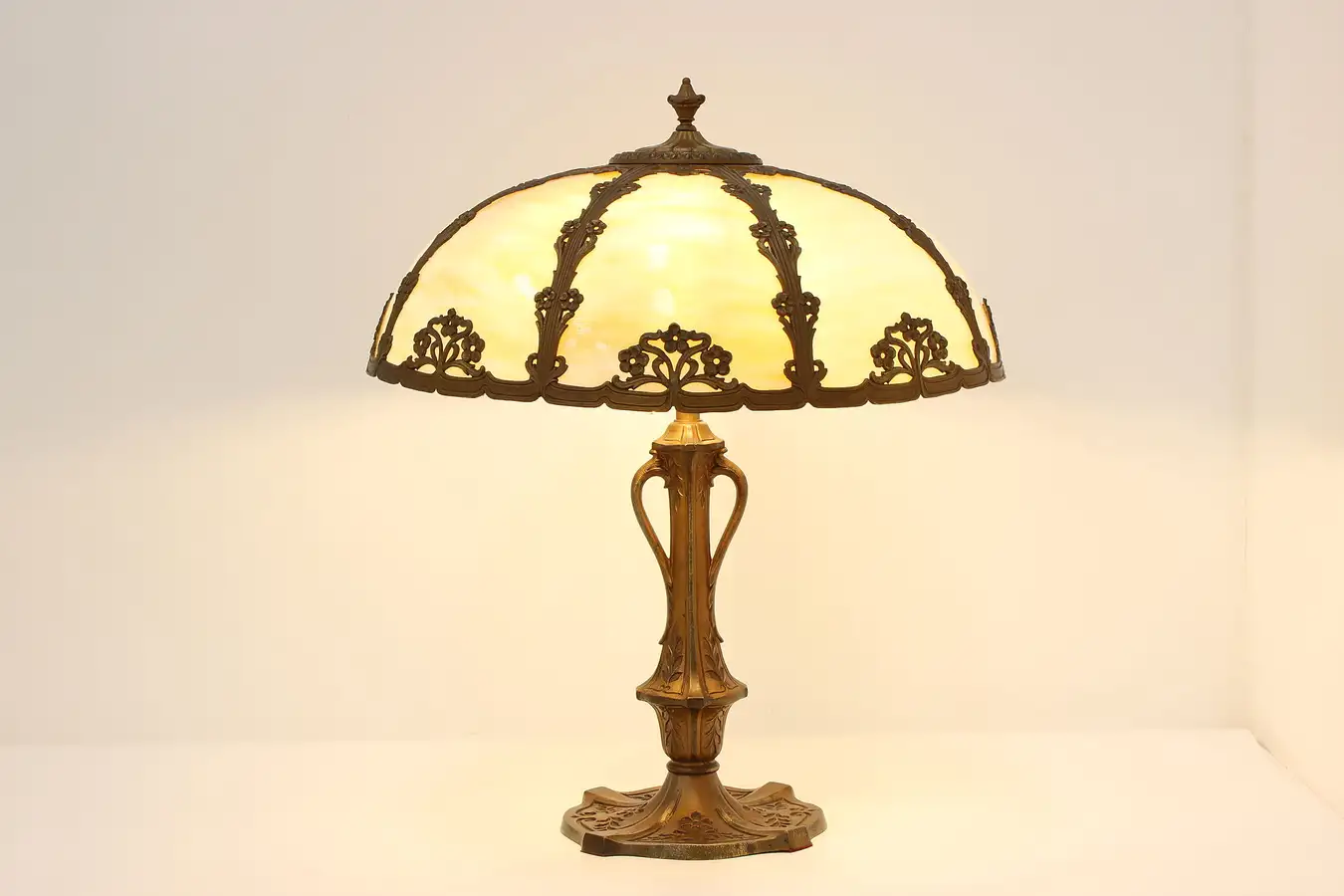 Main image of Art Nouveau Antique Stained Glass Office Library Desk Lamp