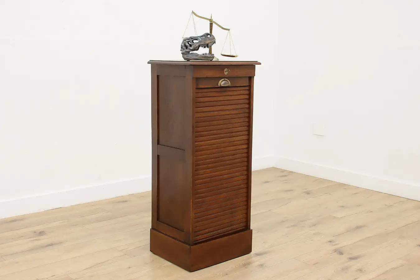 Main image of Craftsman Antique Oak Roll Top Door File Collector Cabinet