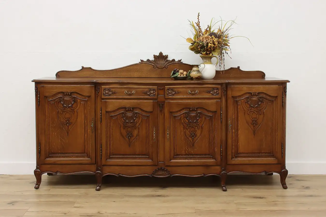 Main image of Country French Antique Carved Oak Buffet, Server or Console