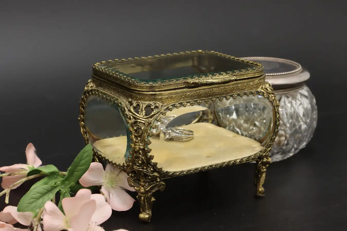 Main image of Victorian Vintage Gold-Plated Jewelry Box or Display Case