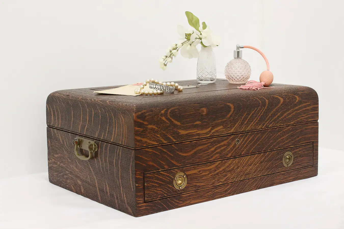 Main image of Arts & Crafts Antique Oak Silverware or Jewelry Chest Heeren