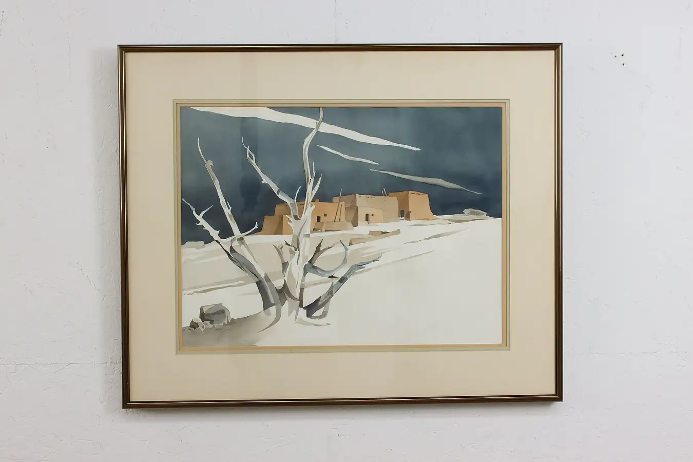 Main image of Pueblo Village Vintage Original Watercolor, Howard 32.5"