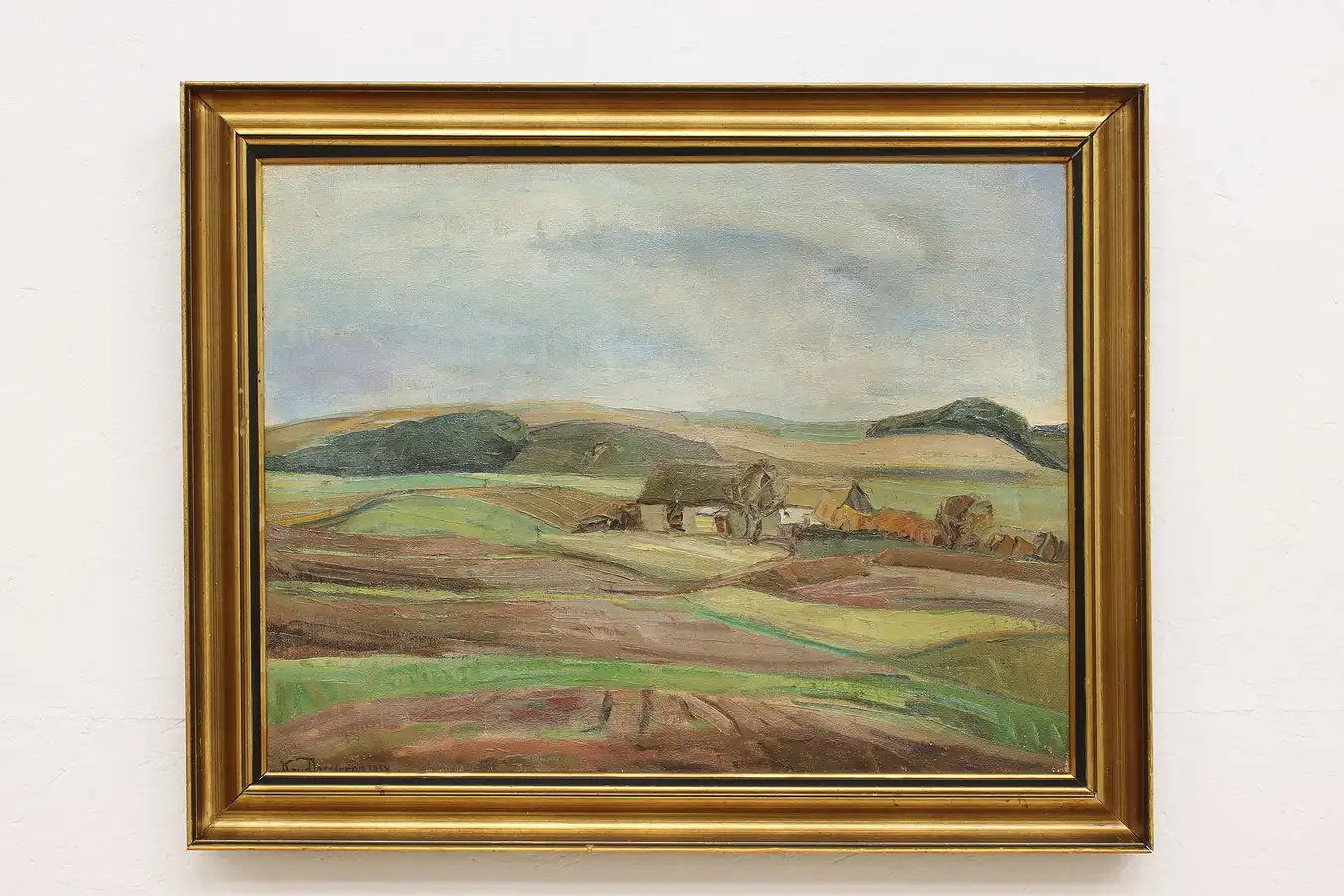 Main image of Country Farm Antique Original Oil Painting Jespersen 38.5"