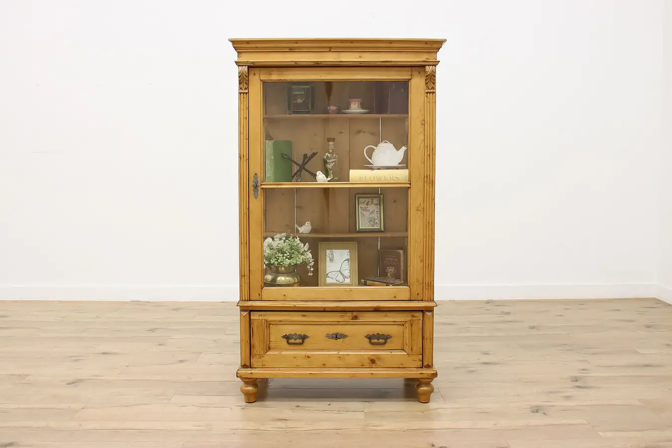 Main image of Victorian Farmhouse Antique Pine Display Cabinet or Bookcase