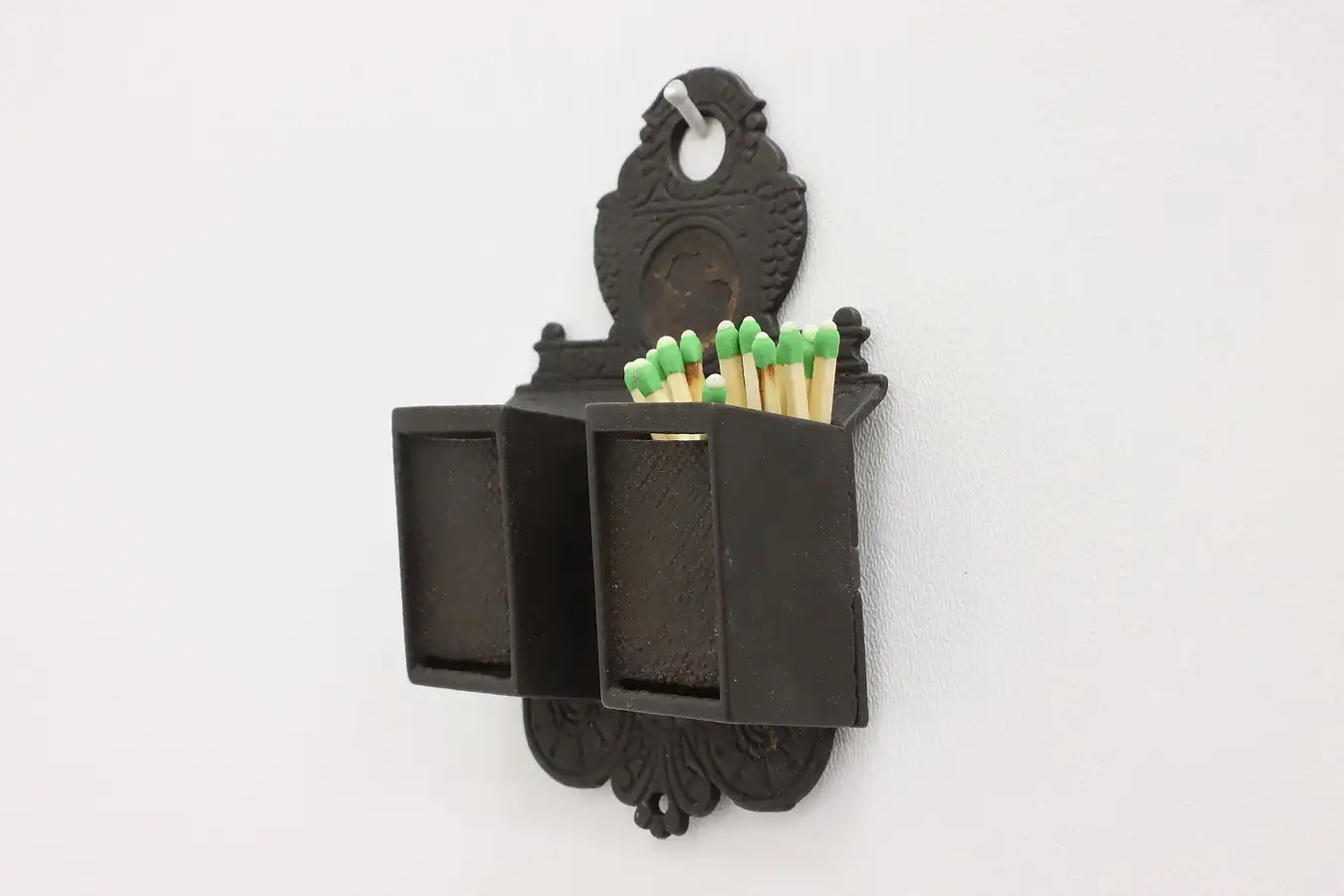 Main image of Victorian Antique Cast Iron Double Wall Match Holder