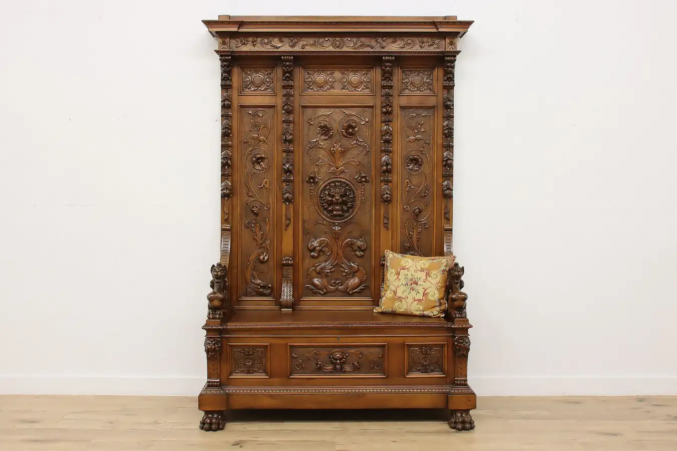 Main image of Renaissance Antique Hall Bench & Storage, Dragons Casale