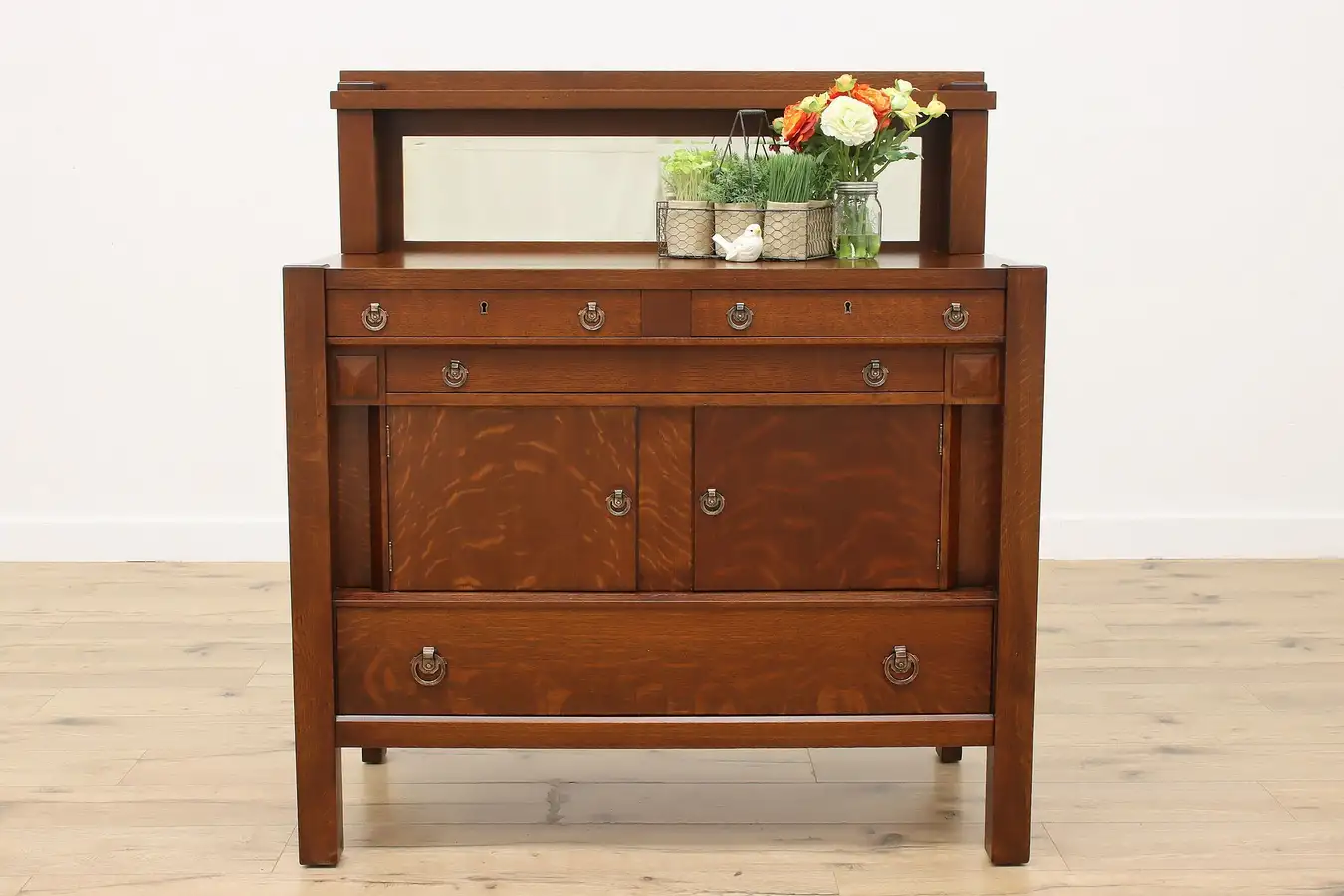 Main image of Arts & Crafts Mission Oak Antique Sideboard or Bar, Rockford