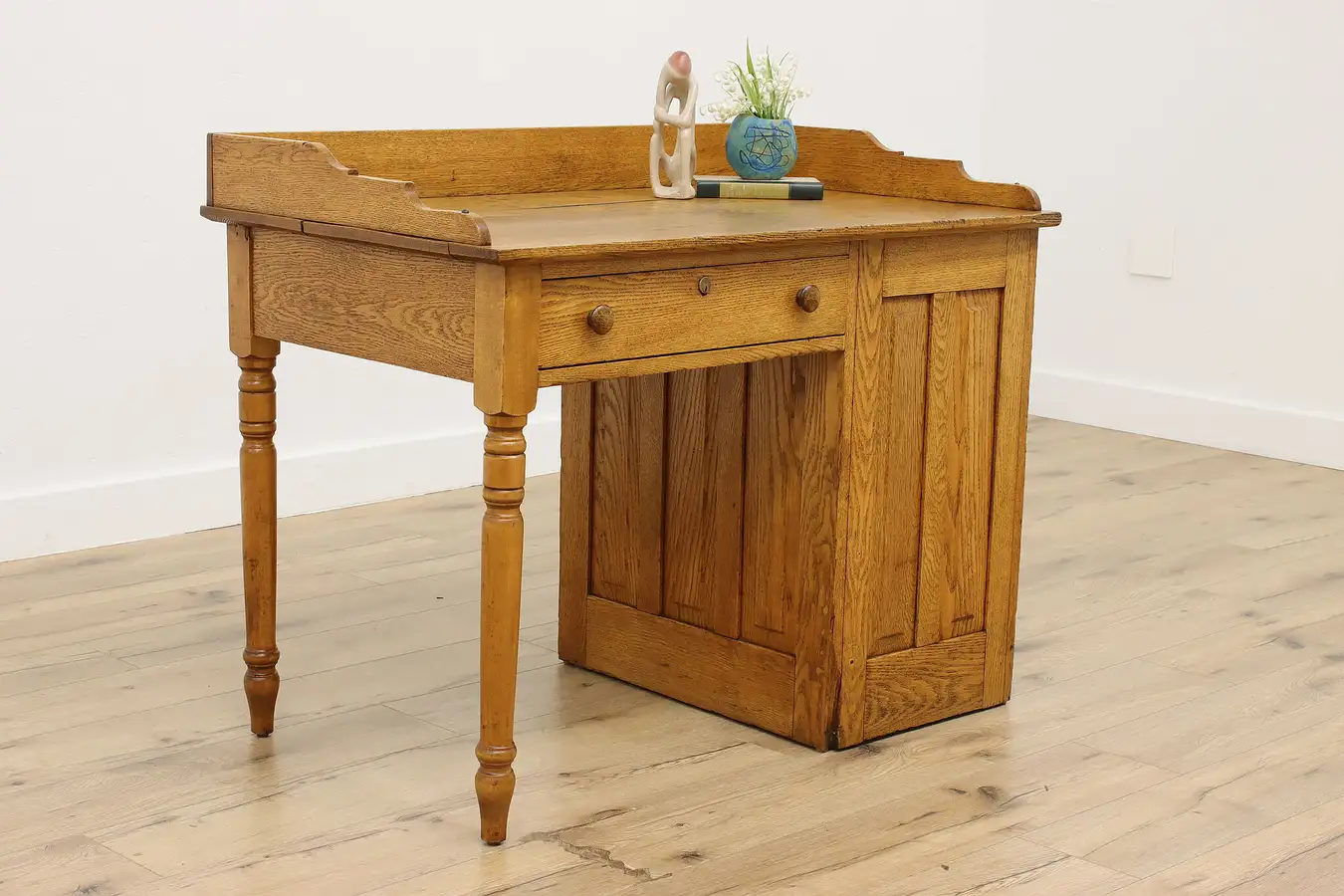 Main image of Victorian Farmhouse Antique Oak Office or Library Desk