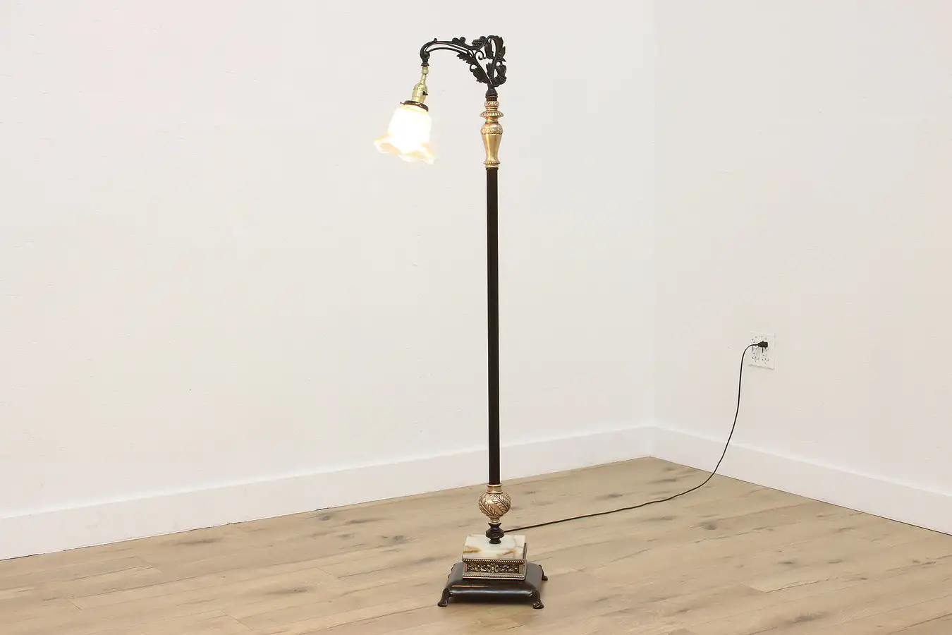 Main image of Victorian Antique Iron & Onyx Floor Reading Lamp