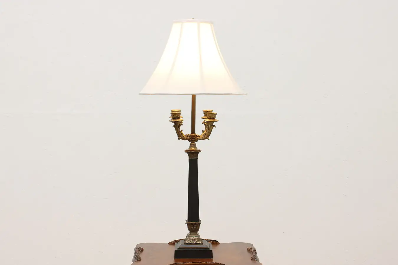 Main image of Classical Antique Brass Desk Lamp w/ Candle Holders