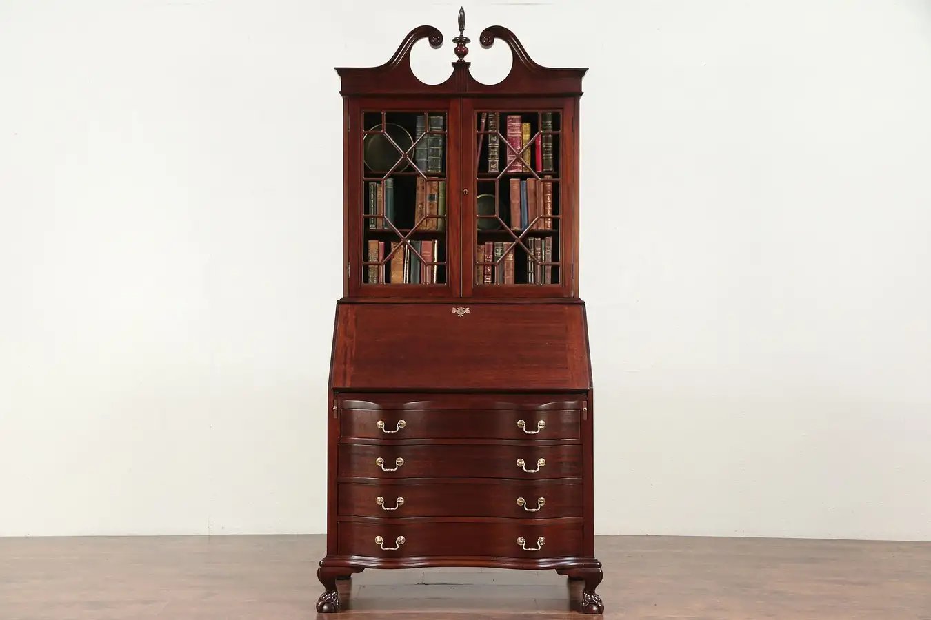 Main image of Traditional Vintage Secretary Desk, Secret Compartments, Bookcase, Maddox