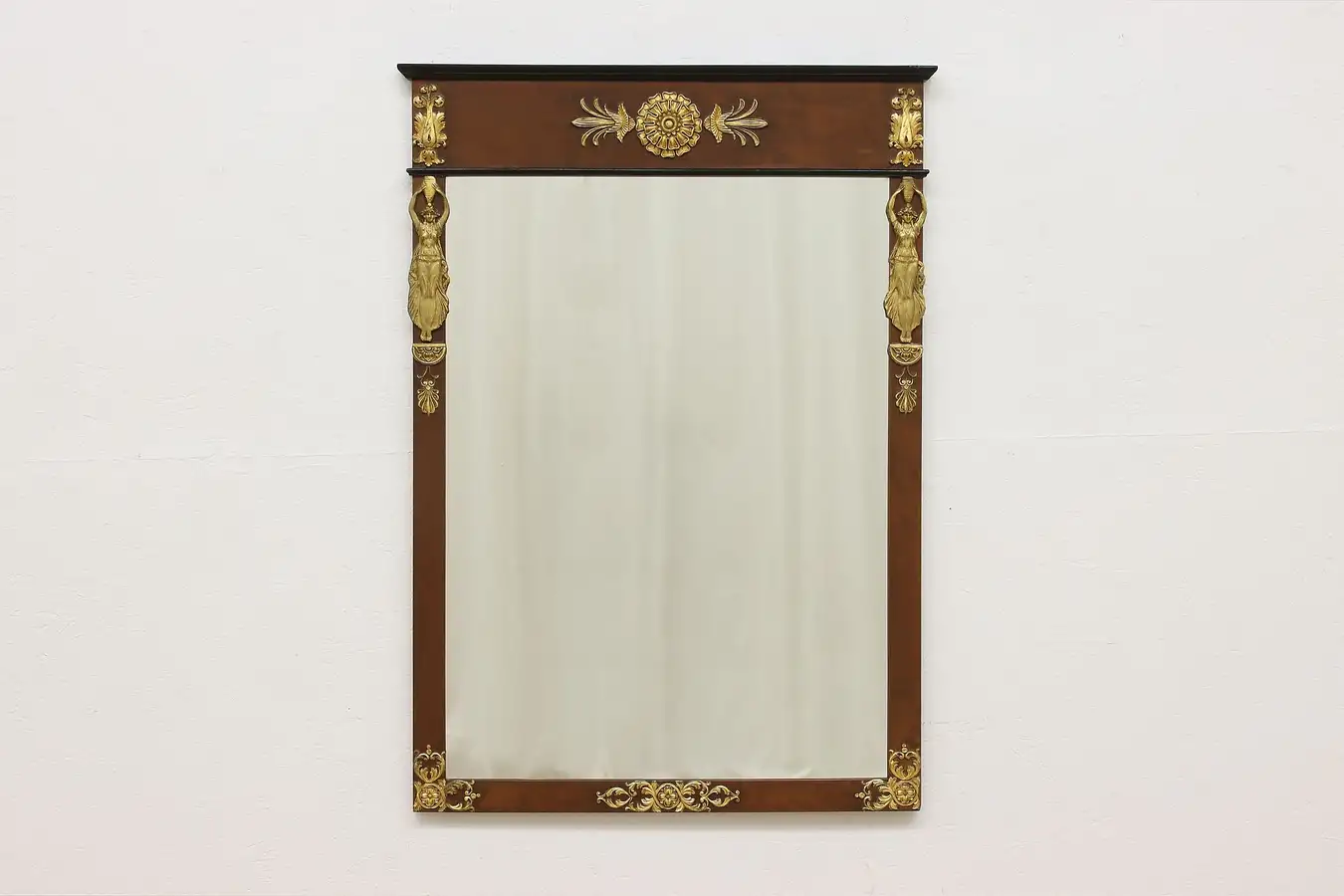 Main image of French Empire Vintage Carved Birch & Gilt Hall Entry Mirror