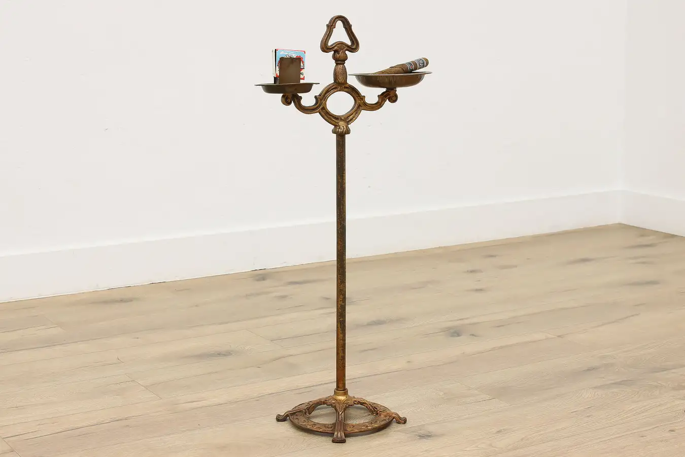 Main image of Art Deco Vintage Bronze Finish Chairside Smoking Stand