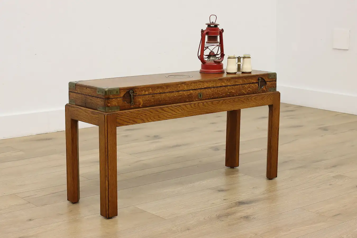 Main image of English Antique Oak Gun Case Jewelry Chest, Coffee Table