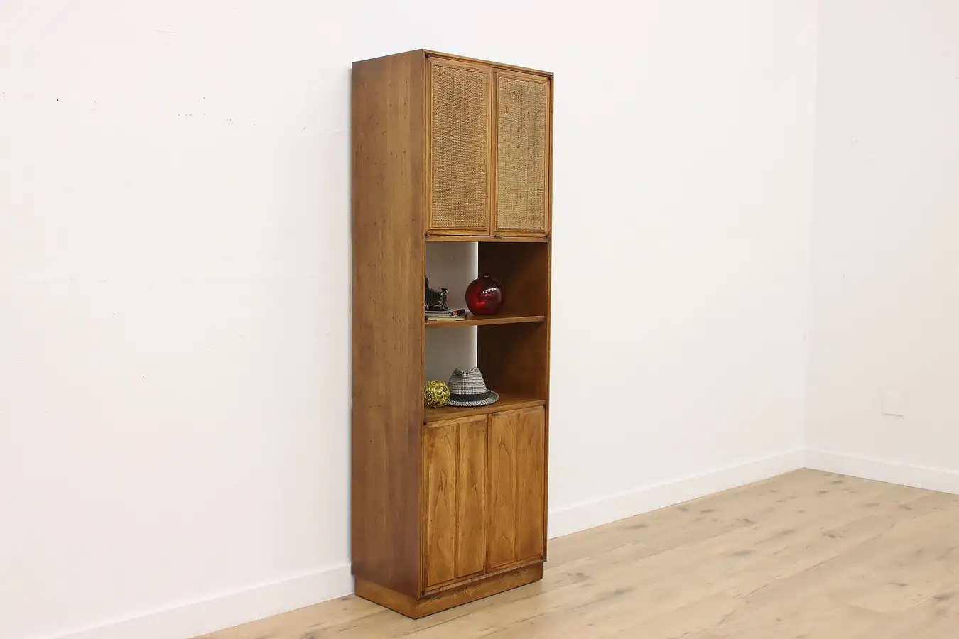Main image of Midcentury Modern Vintage Chestnut Bar Cabinet & Bookcase