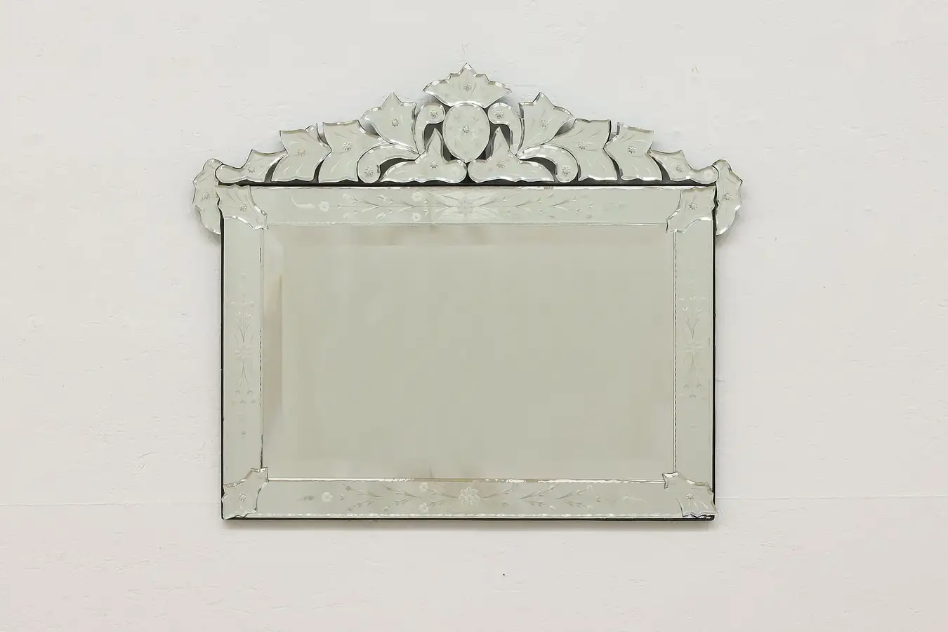 Main image of Italian Vintage Murano Venetian Etched Boudoir Wall Mirror