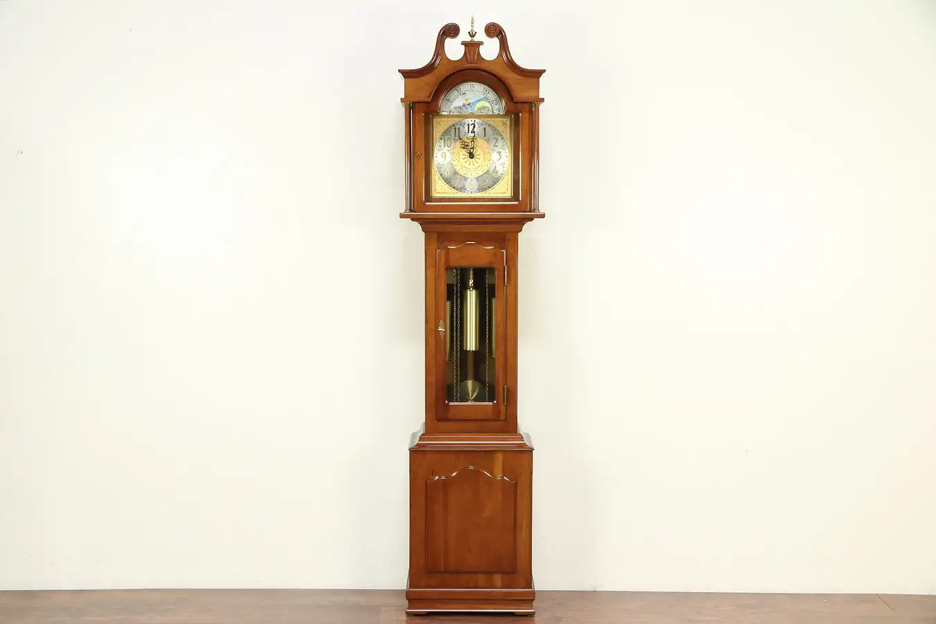 Main image of Cherry Vintage Grandfather Tall Case Clock, Westminster Chime, Daneker