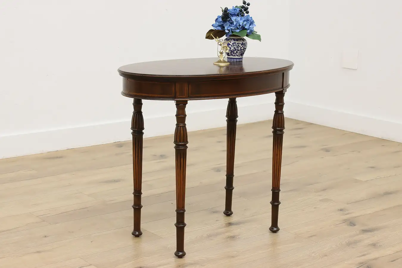 Main image of French Antique Mahogany & Marquetry Lamp, End Table or Desk