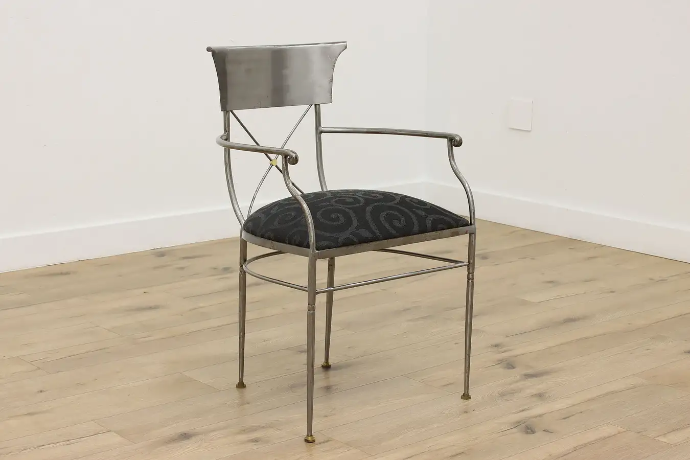 Main image of Italian Vintage Art Deco Steel & Brass Armchair B&D