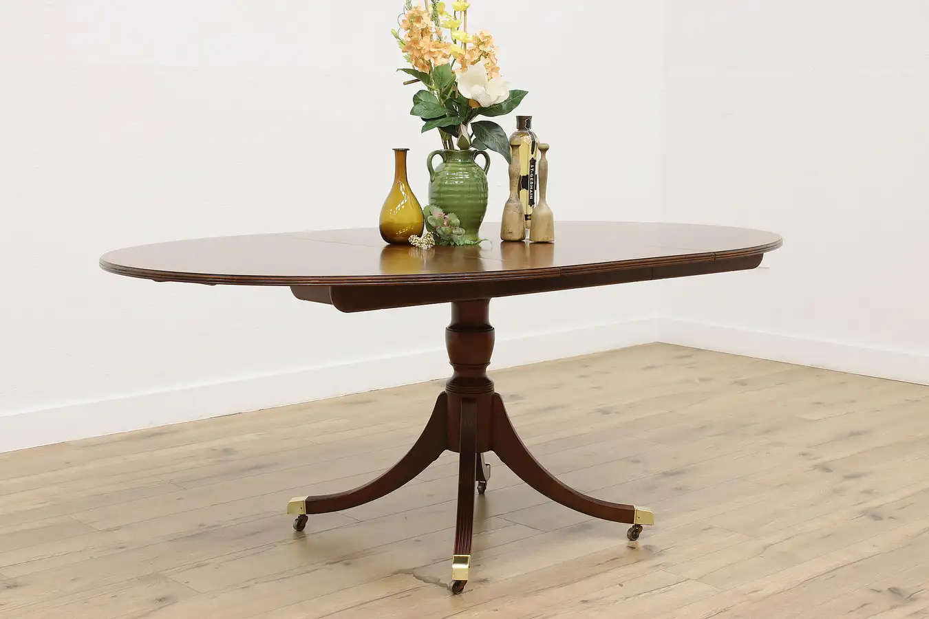 Main image of Georgian Vintage 74" Oval Banded Mahogany Dining Table Baker