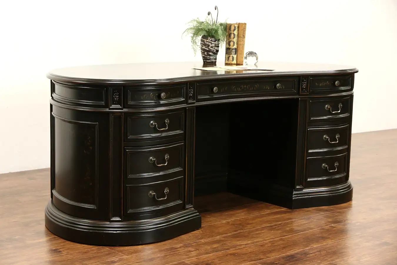 Main image of Hooker Seven Seas Signed Kidney Shape Cherry Library Desk