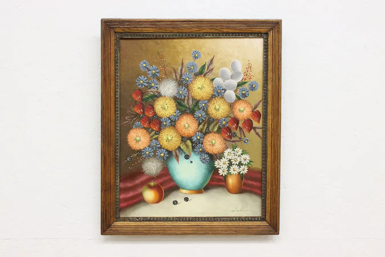 Main image of Wildflowers in Vase Vintage Original Oil Painting Sohler 24"