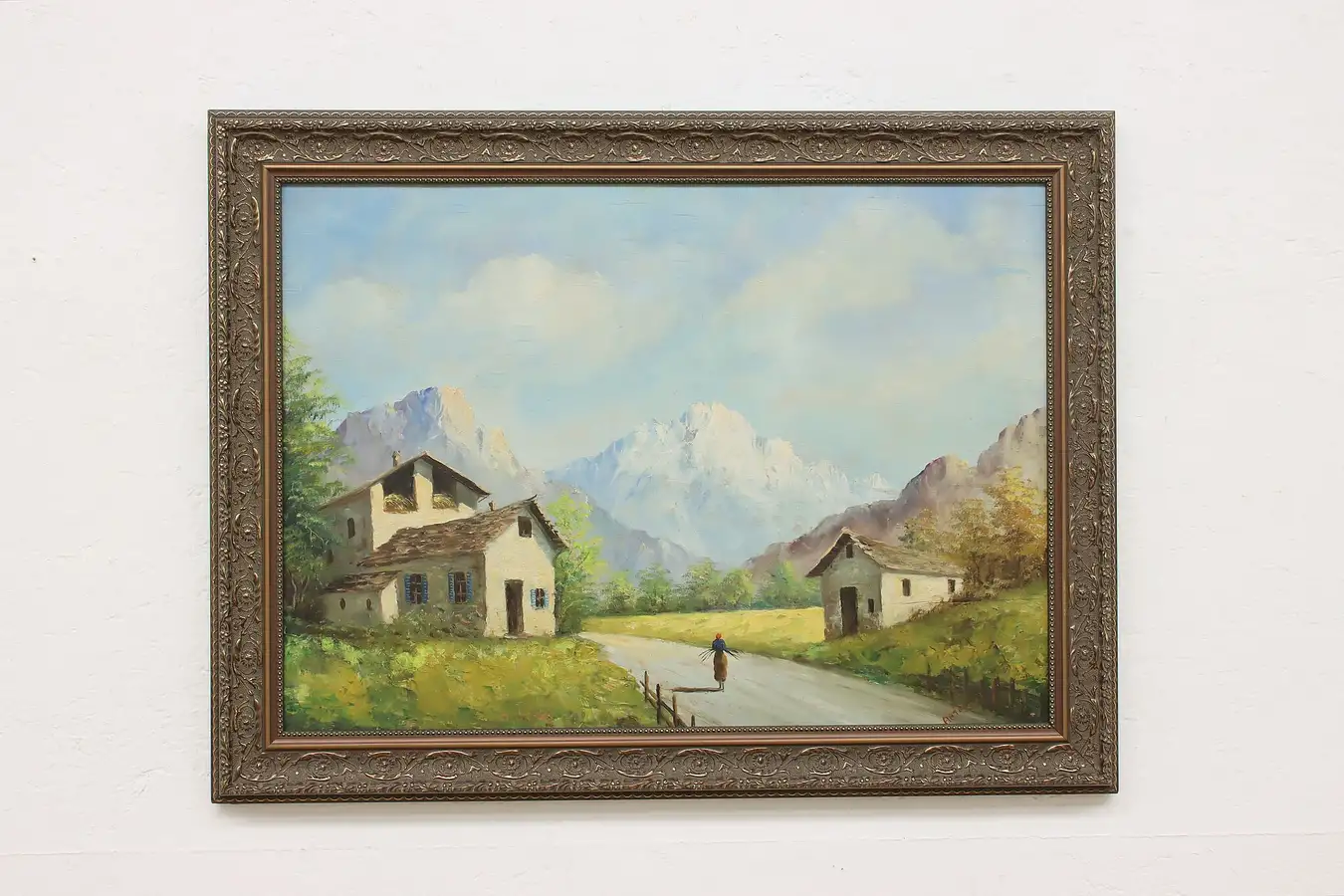 Main image of Italian Farm Vintage Original Oil Painting Antonio 32.5"