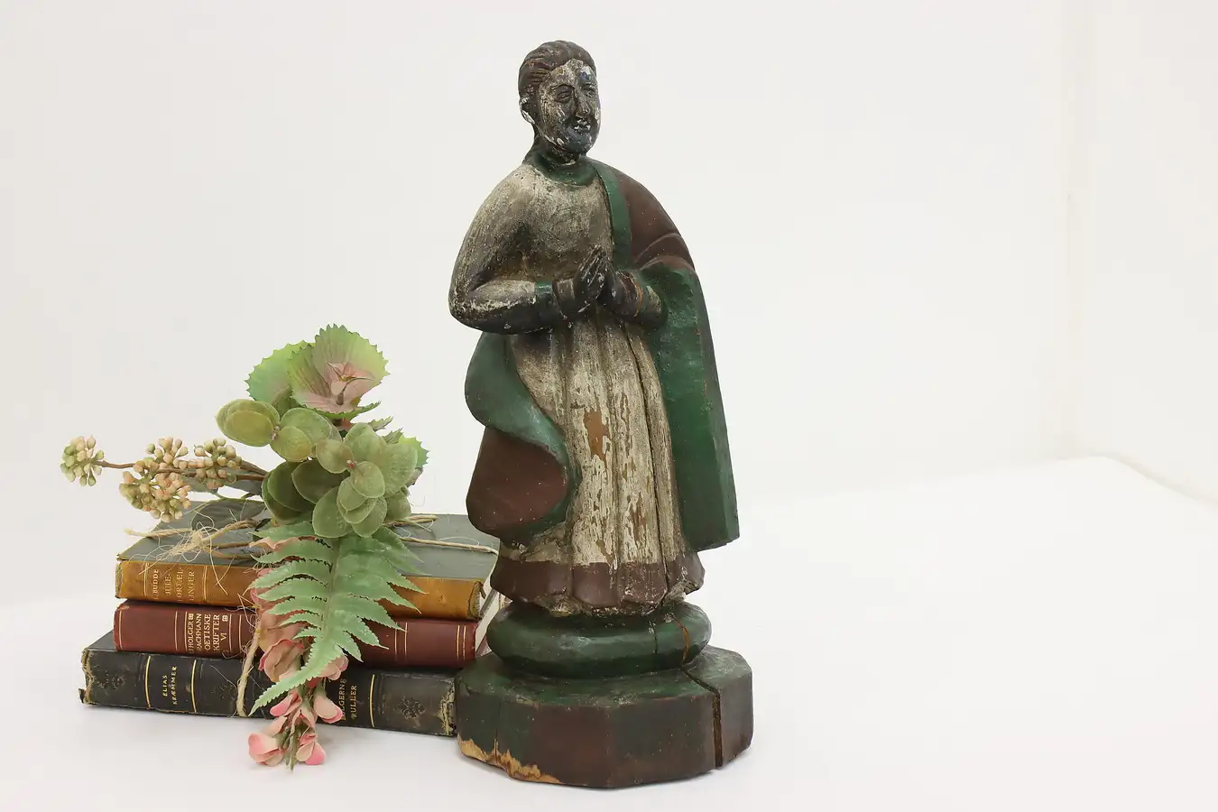 Main image of Spanish Colonial Antique Carved Pine Priest Santos Sculpture
