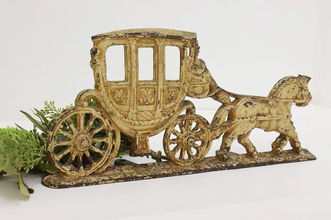 Main image of Horse & Carriage Vintage Painted Cast Iron Door Stop Spanora