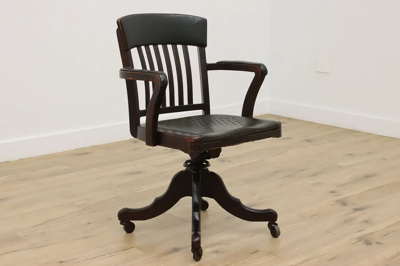 Main image of Industrial Aluminum & Leather Vintage Desk Chair, General