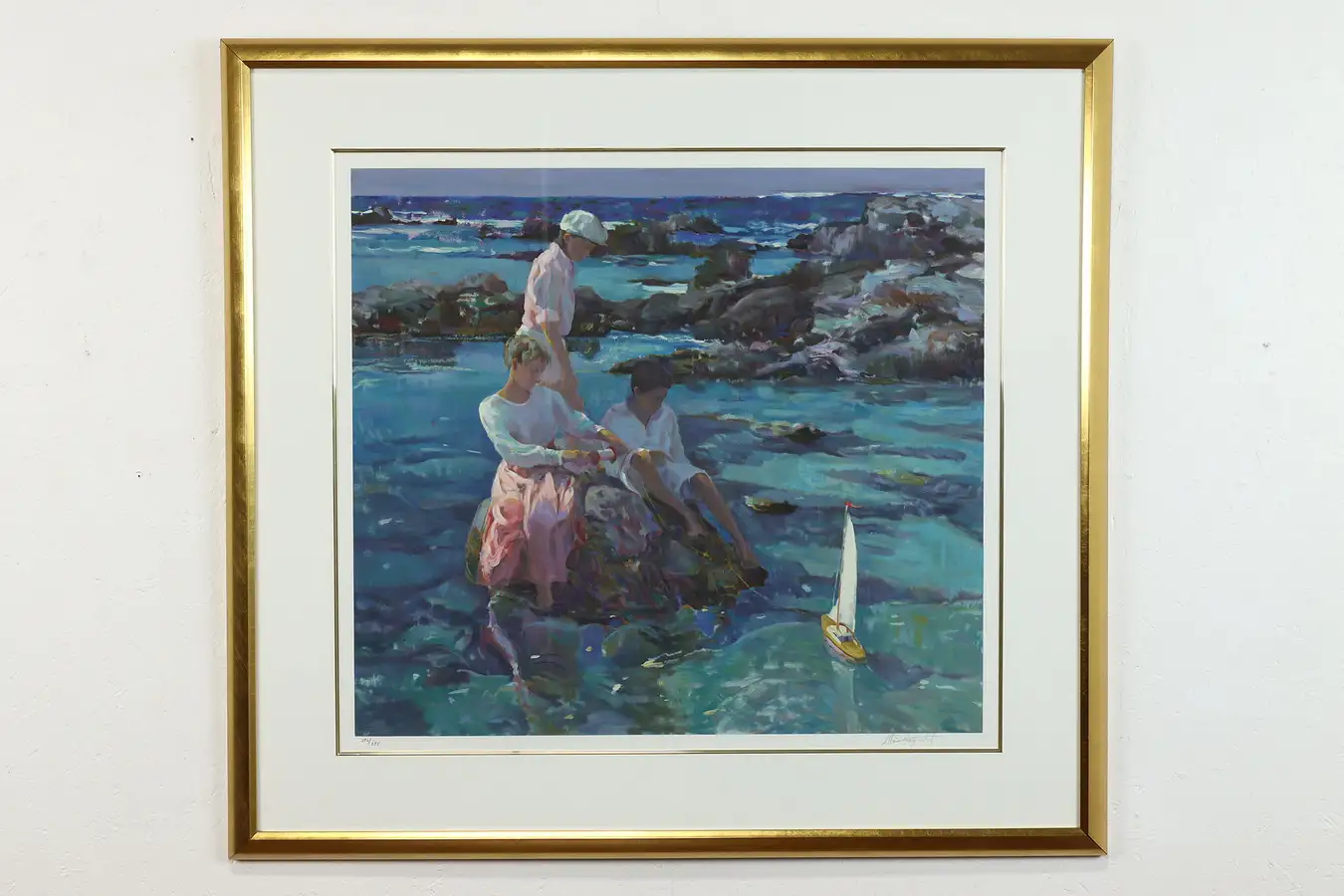 Main image of Tide Pools Vintage Original Serigraph Art Print 1994 Dan Hatfield 43.5"
